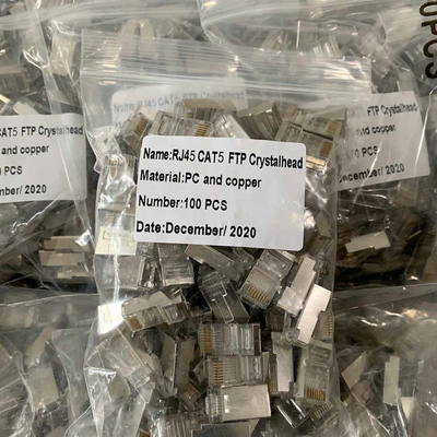 FTP CAT5E RJ45 Shielded 3U Gold Plated 8P8C Lan Cable Connector CCTV Cable Accessories